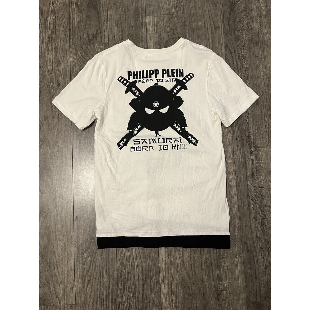 Philipp Plein Mens White  T-Shirt Samari Print Size L